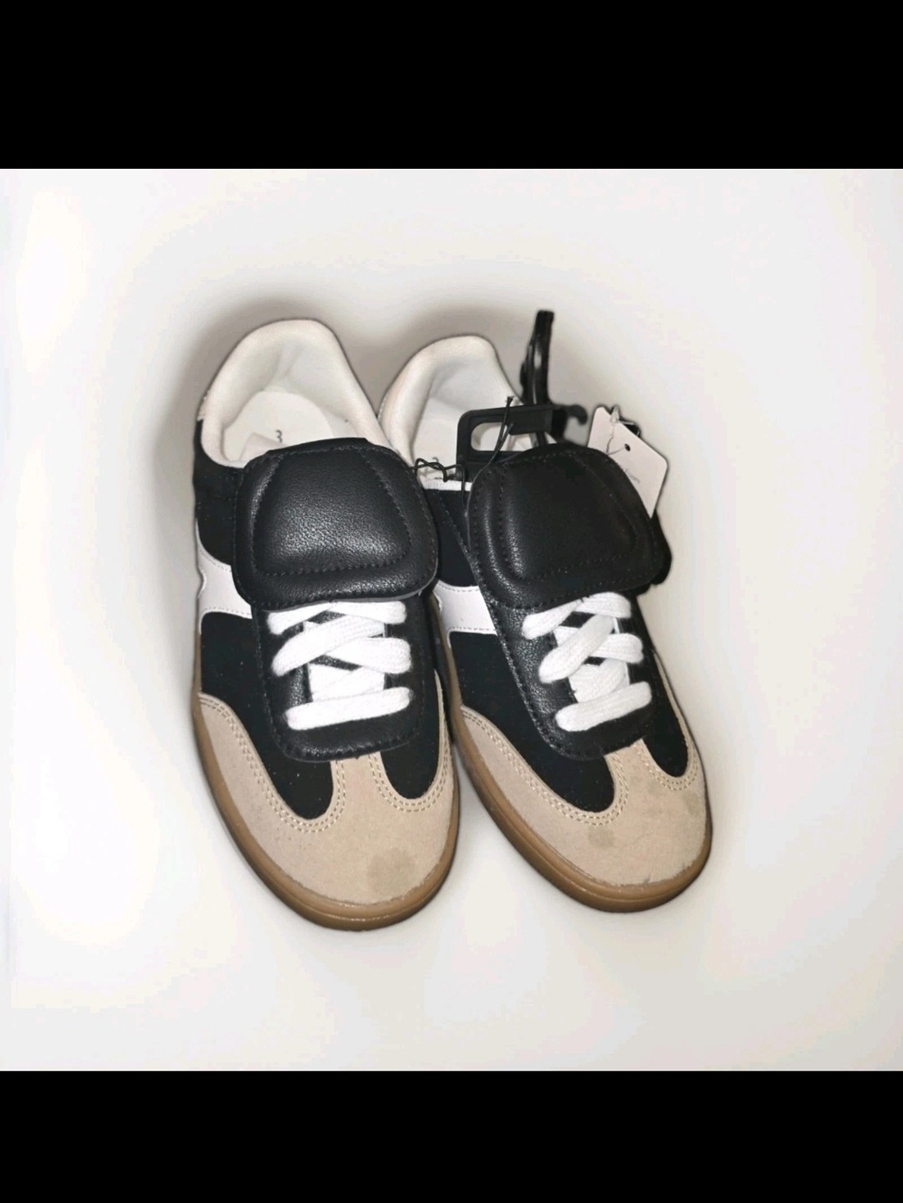 Kids Black, White & Tan Casual Sneakers